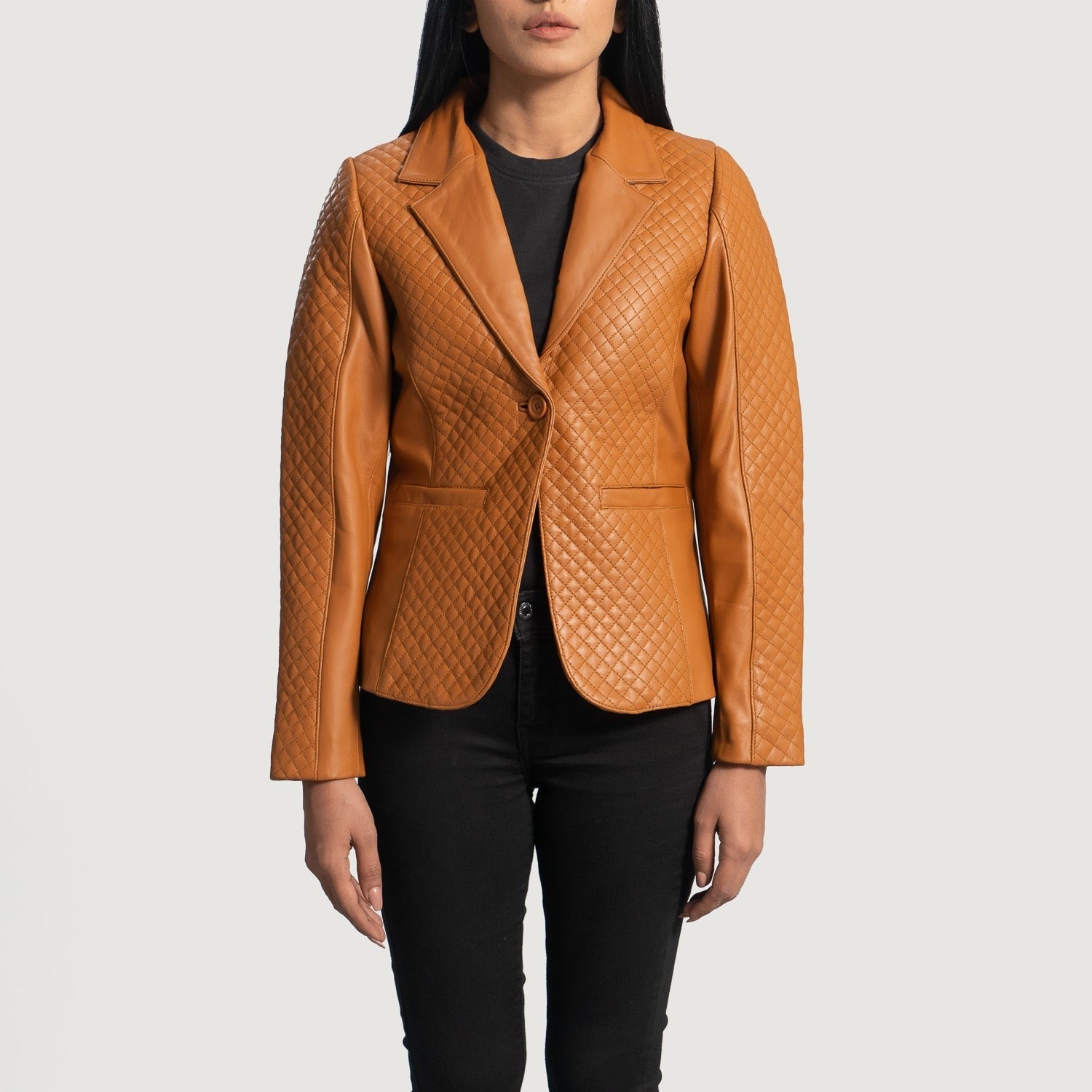Women Bronze 03  Leather Blazer