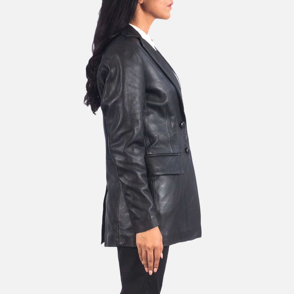 Women Black 03 Leather Blazer