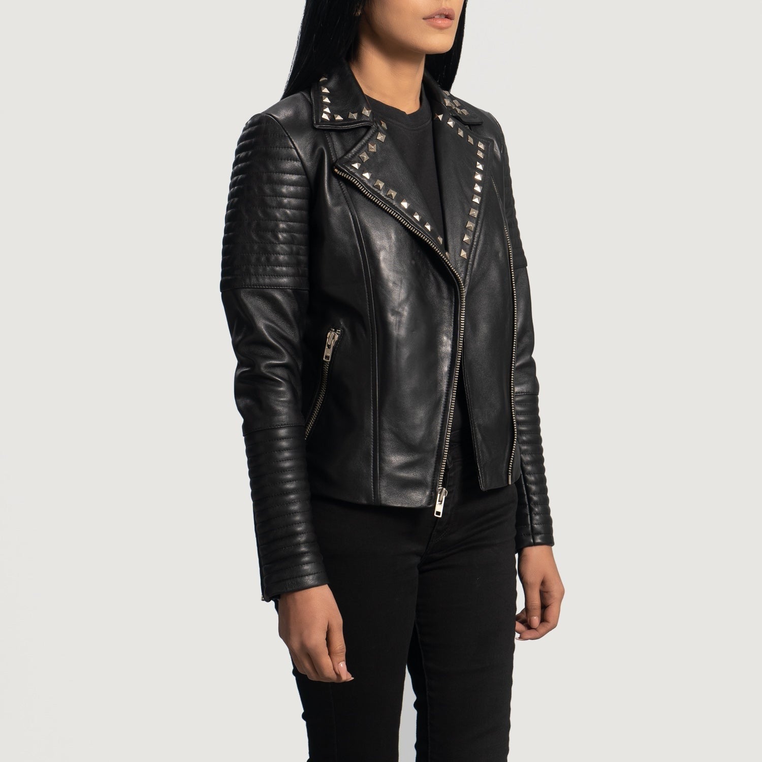 Black  Biker Leather Jacket