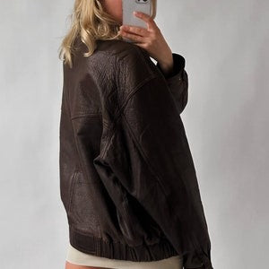 Women Brown Oversized Leather Jacket