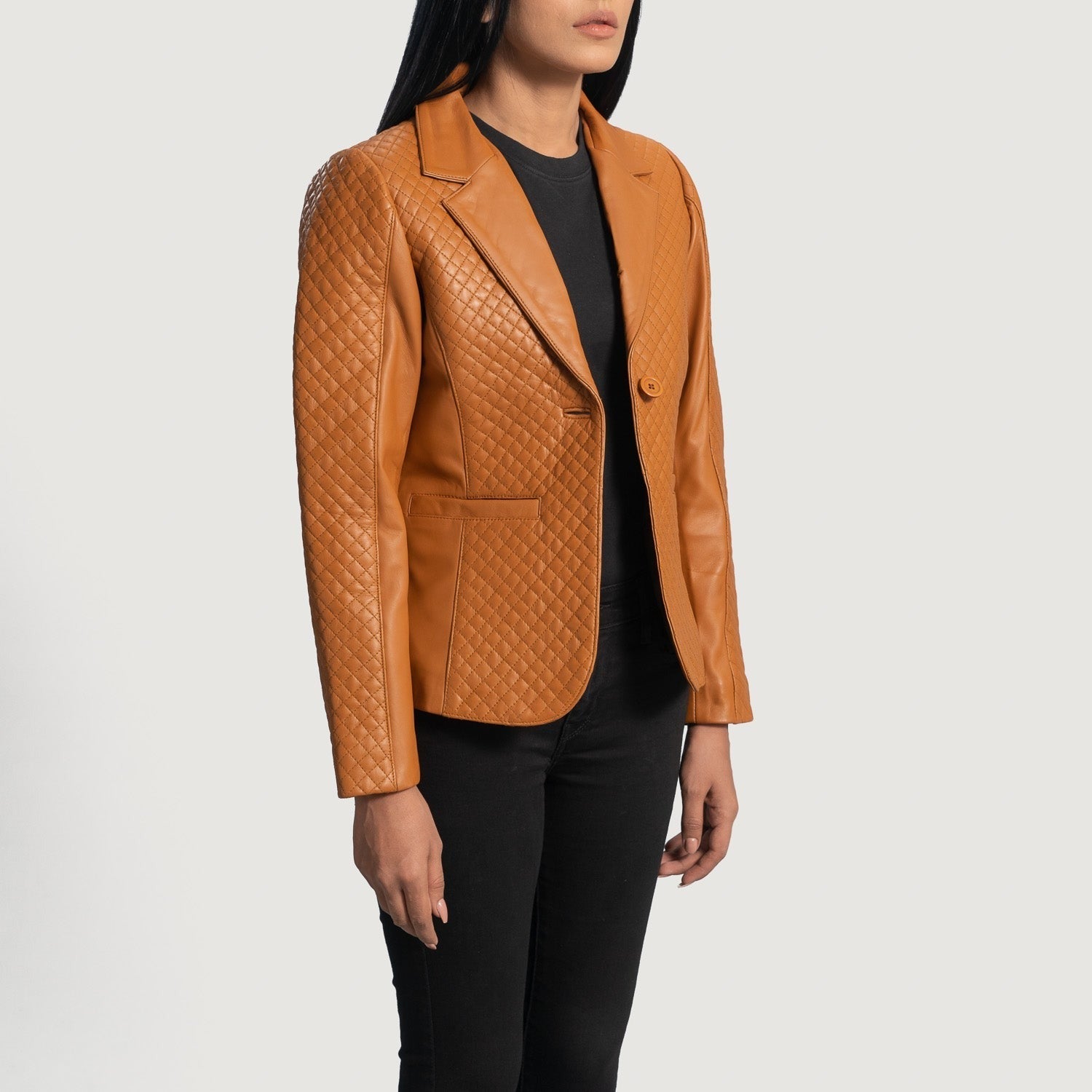Women Bronze 03  Leather Blazer