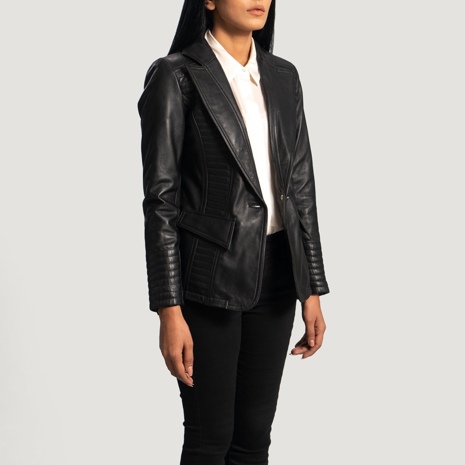 Women Black 02 Leather Blazer (Copy)