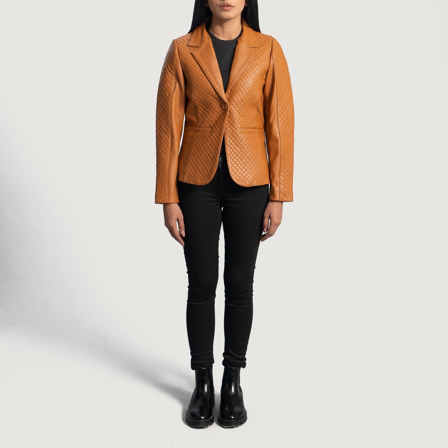 Women Bronze 03  Leather Blazer