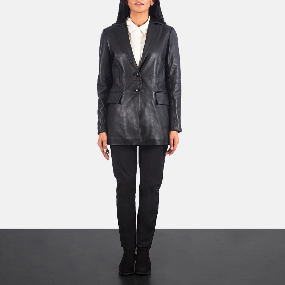 Women Black 03 Leather Blazer