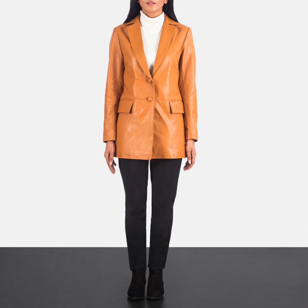 Women Bronze Leather Blazer