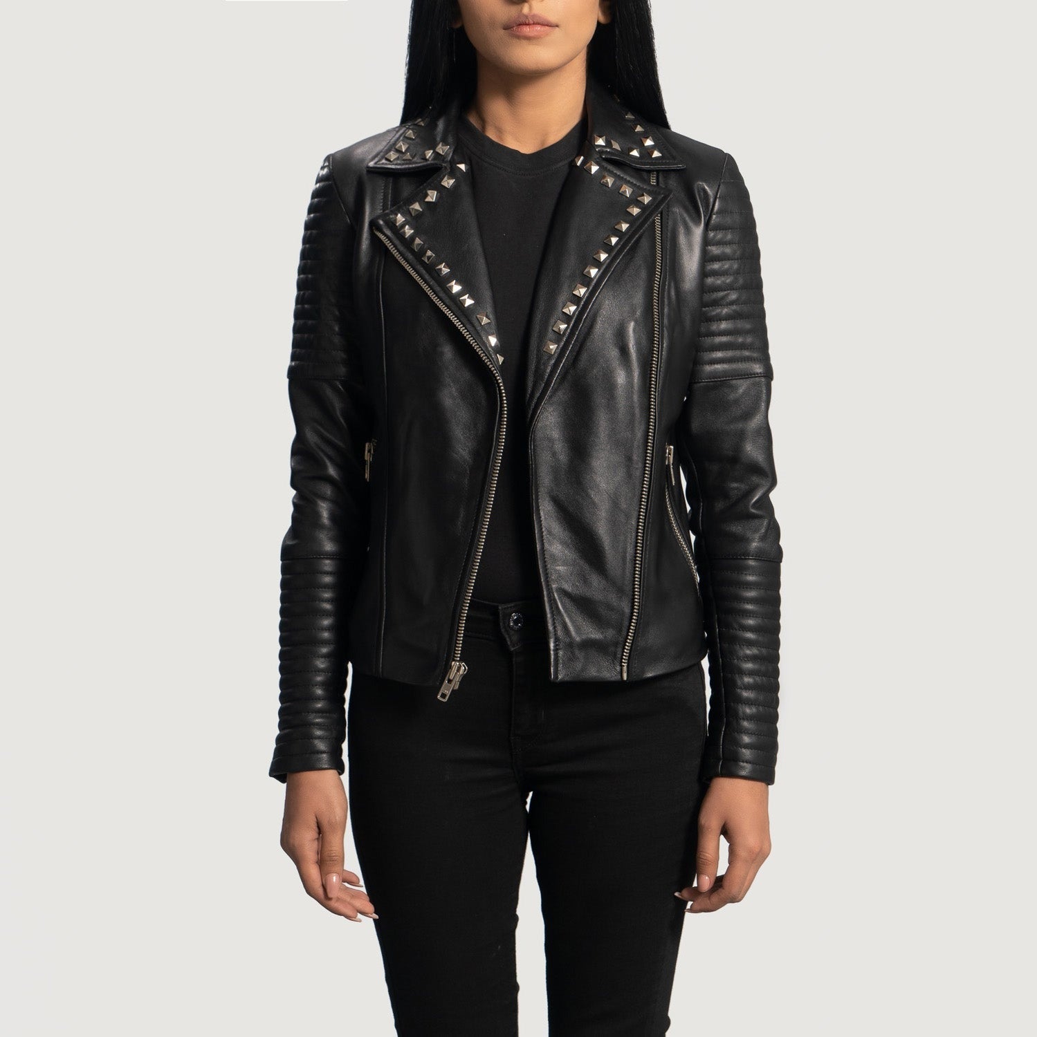 Black  Biker Leather Jacket