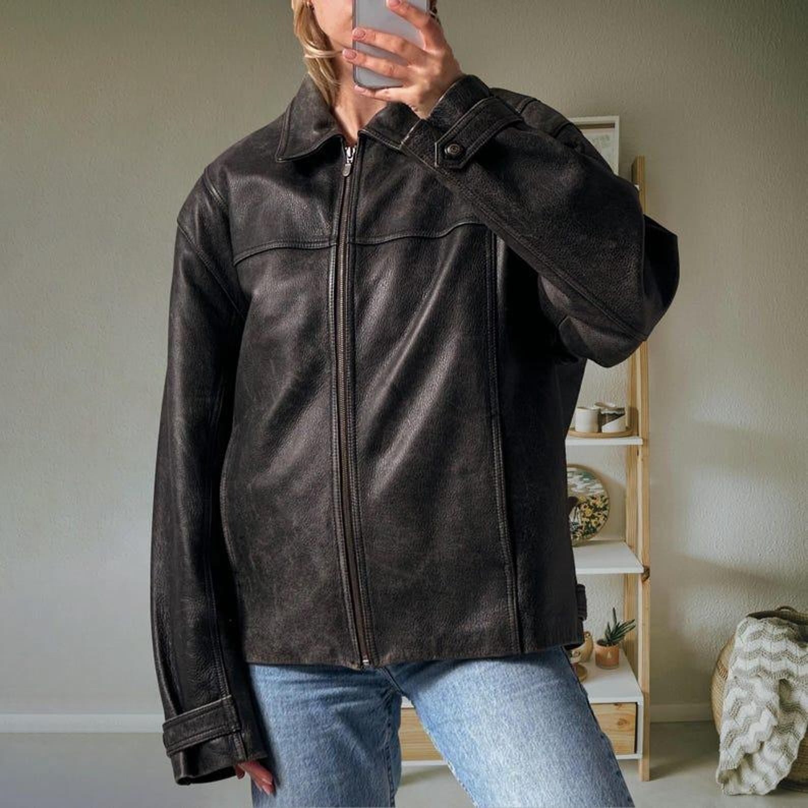 Women Black -02  Oversized Leather Jacket