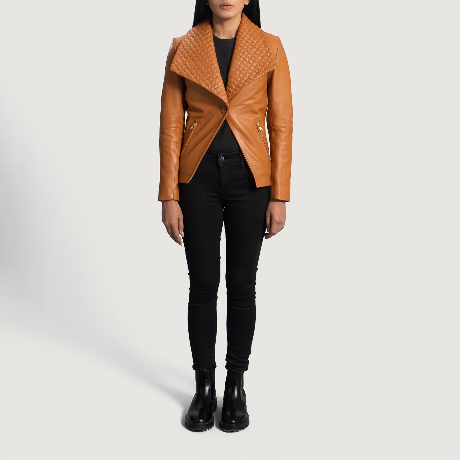 Women Bronze 02  Leather Blazer