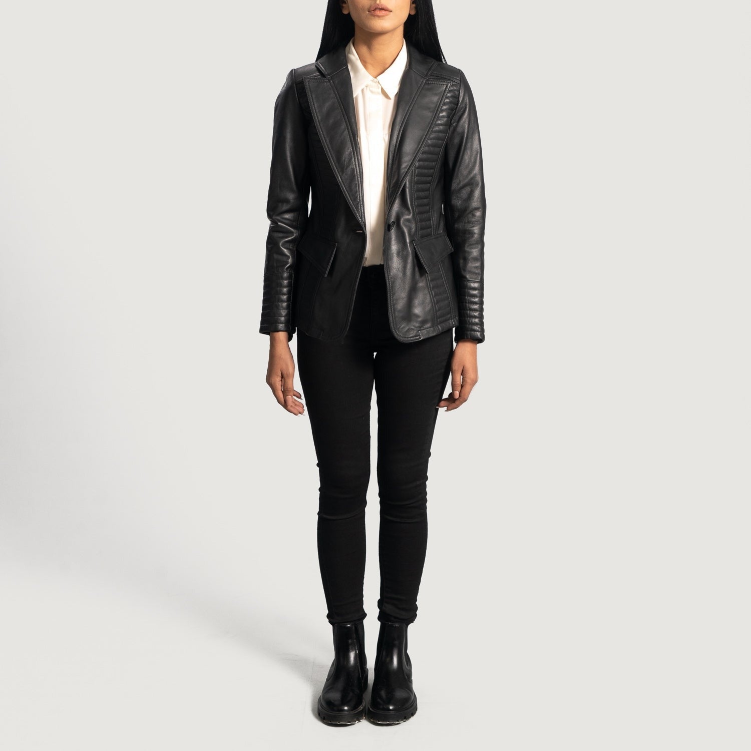 Women Black 02 Leather Blazer (Copy)