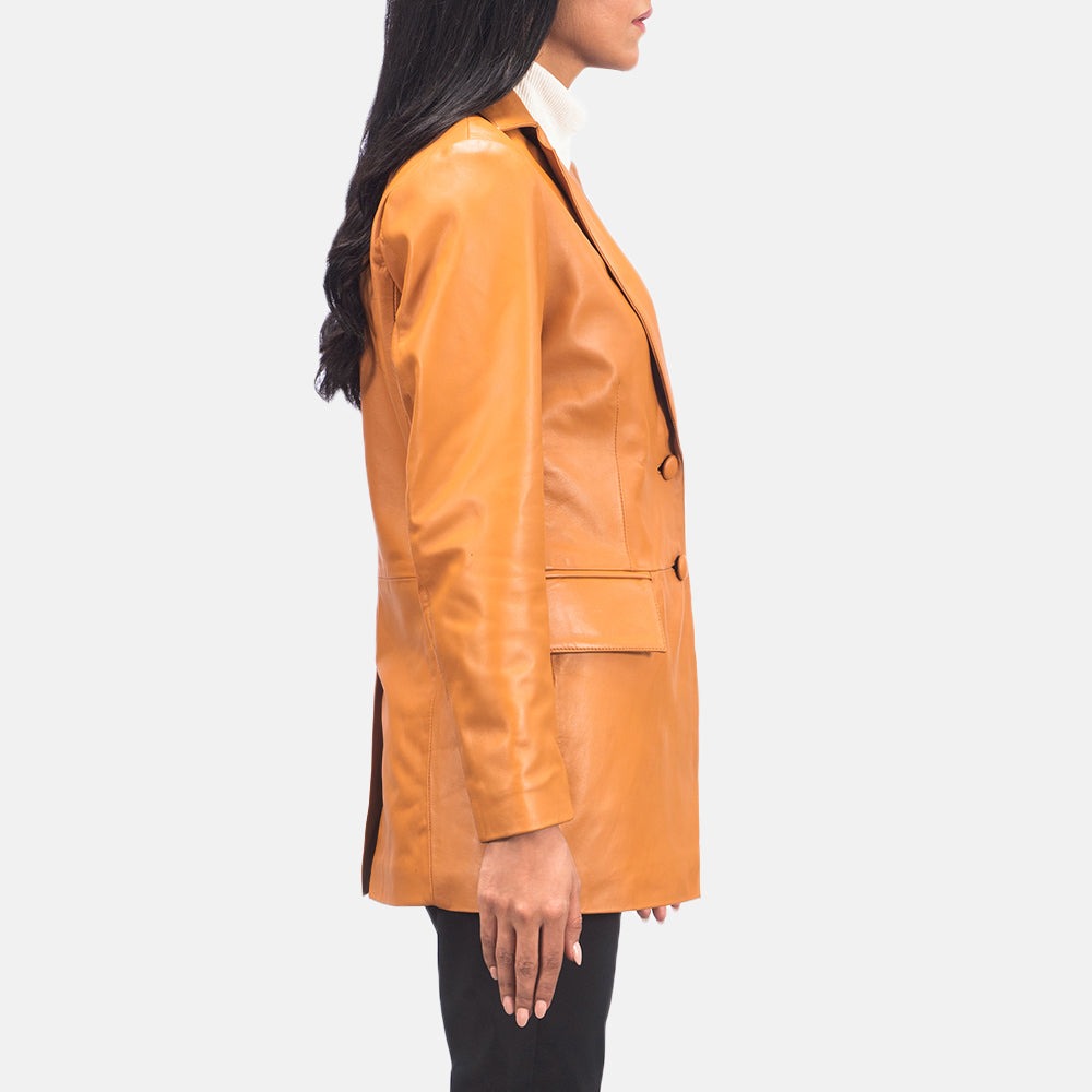Women Bronze Leather Blazer