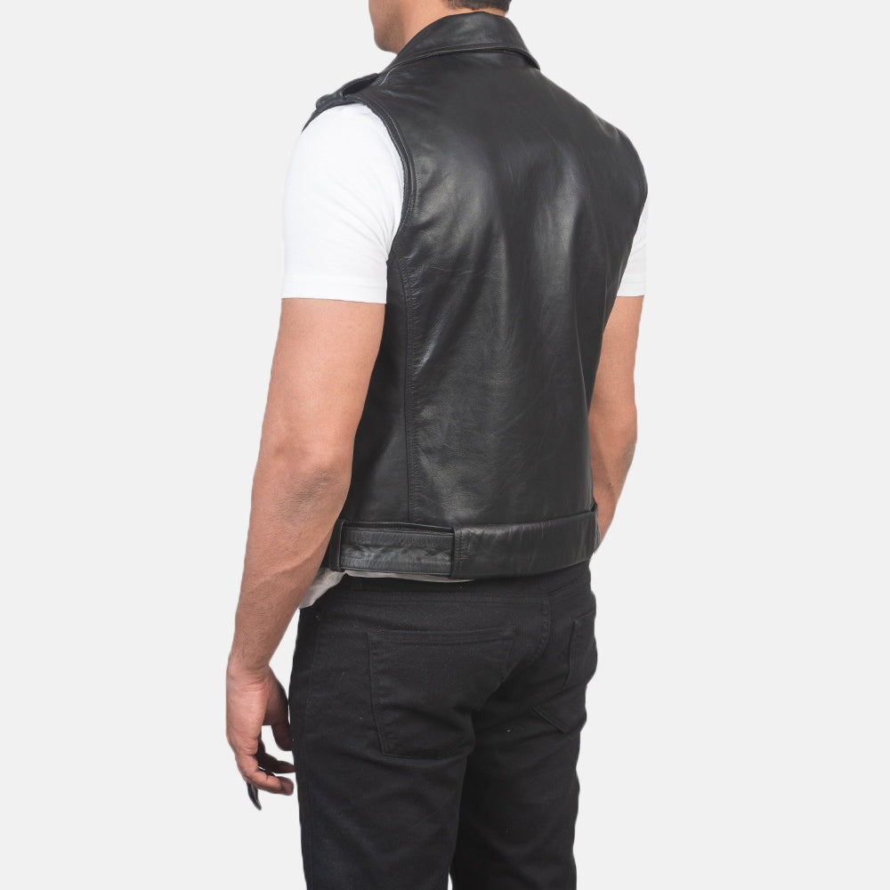 Black Biker  Leather Vest