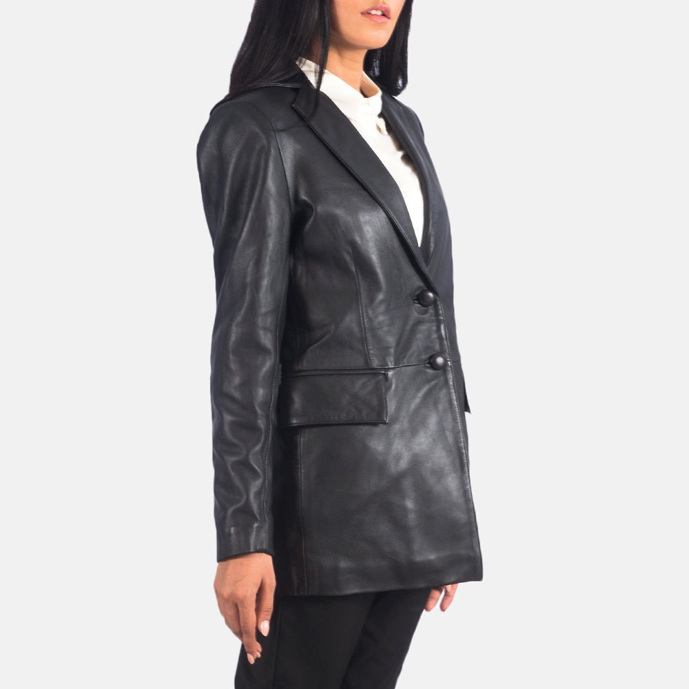 Women Black 03 Leather Blazer