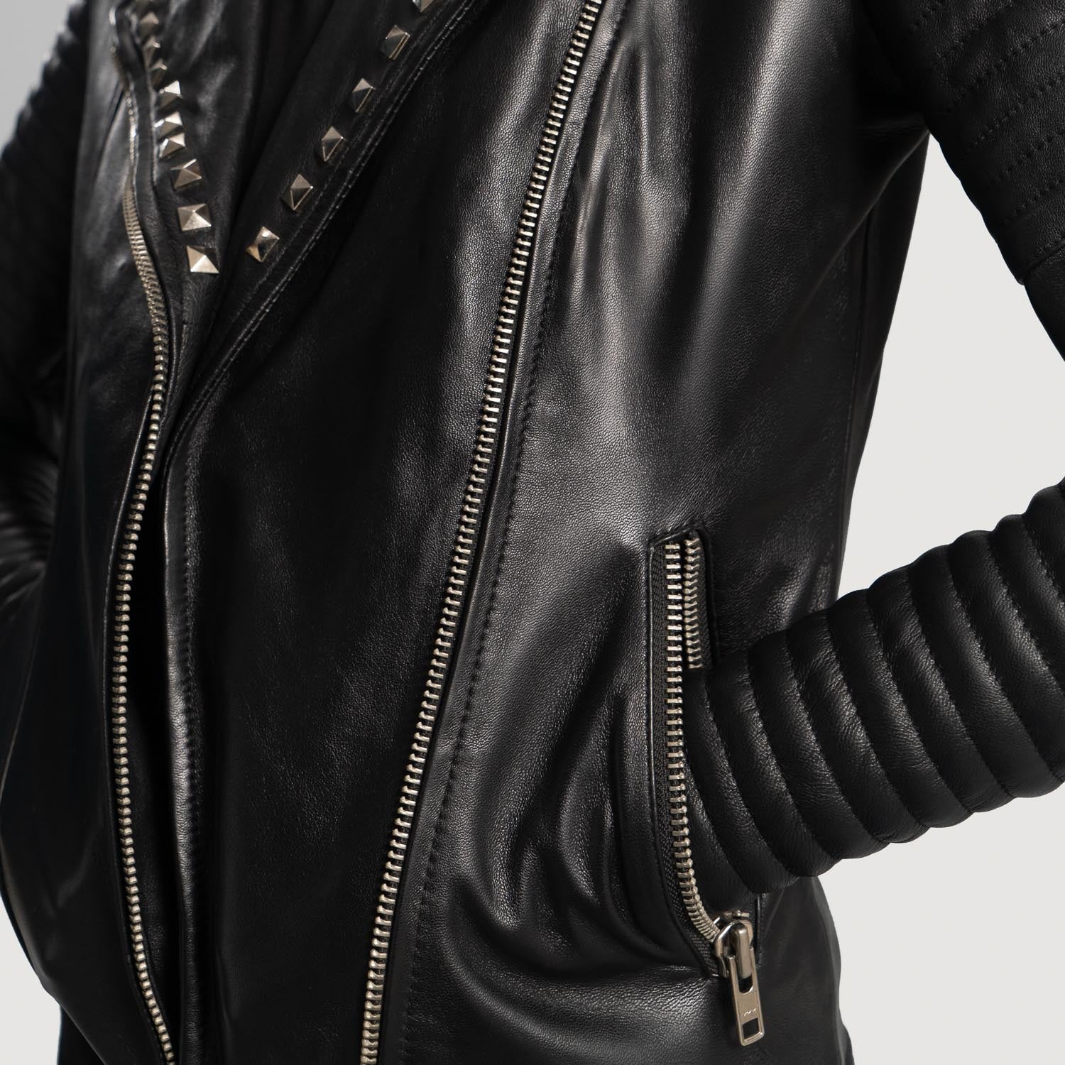 Black  Biker Leather Jacket